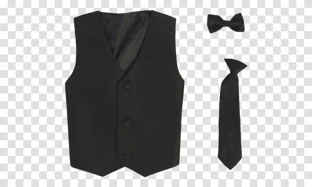 Boys Black Poly Silk Vest Amp Tie Set Sweater Vest, Apparel, Accessories, Accessory Transparent Png