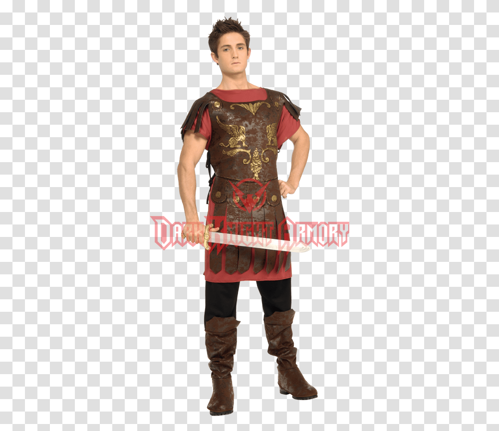 Boys Roman Gladiator Costume Man Gladiator, Person, Vest, Bronze Transparent Png