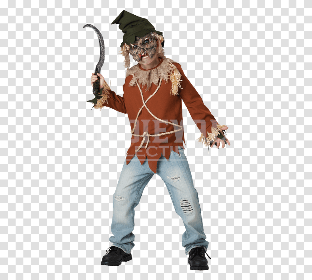 Boys Scarecrow Costume Creepy Scarecrow Costume Boy, Person, Human, Poster, Advertisement Transparent Png
