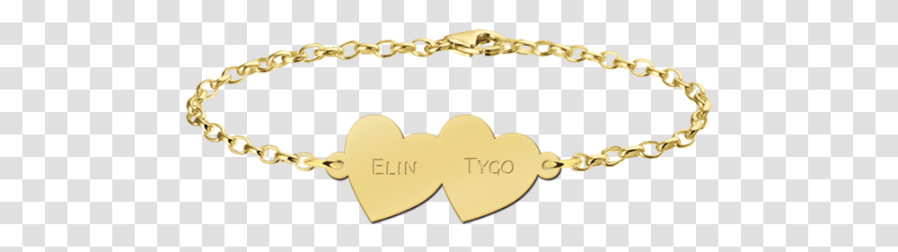Bracelet Of Gold With Two Hearts Gouden Armband Met Vingerafdruk, Chain, Jewelry, Accessories, Accessory Transparent Png