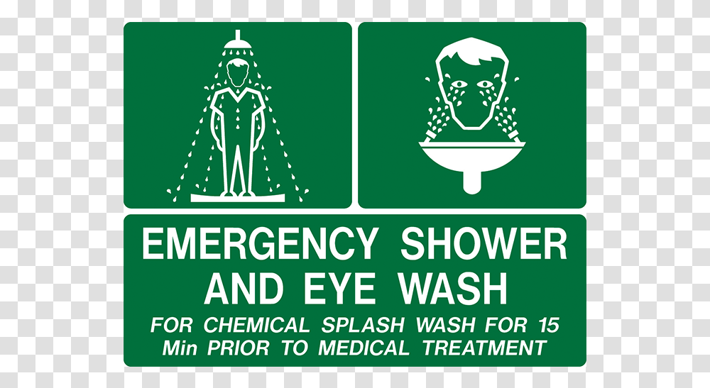 Brady First Aid Sign Range Emergency Shower And Eye Emergency Eye Wash And Shower, Advertisement, Poster, Person, Flyer Transparent Png