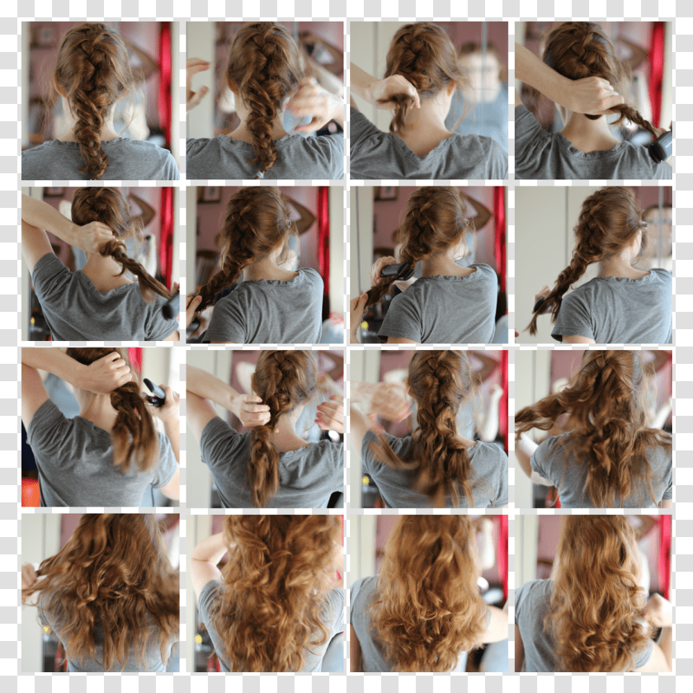 Braid Hair Then Flat Iron Download Mermaid Hair Do, Collage, Poster, Advertisement, Person Transparent Png