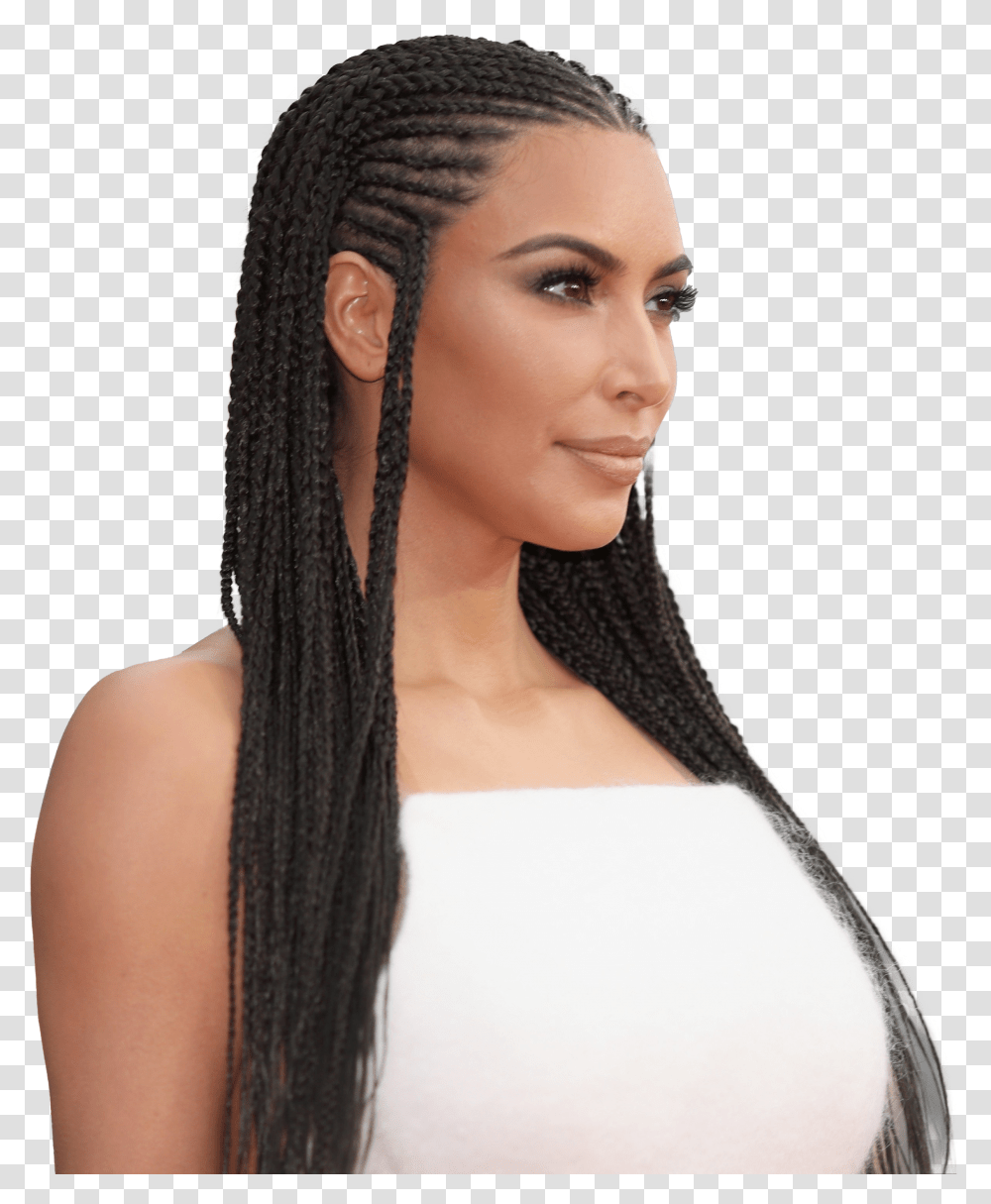 Braids Hairstyle Pic Kim Kardashian With Braids Transparent Png