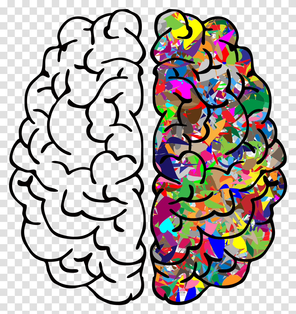 Brain Clipart Line Art Brain Background Left Brain Right Brain, Confetti, Paper Transparent Png