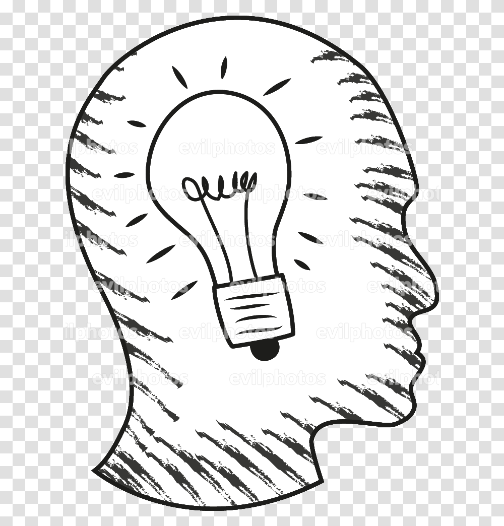 Brain Drawing Drawing White Background, Light, Lightbulb, Art, Stencil Transparent Png