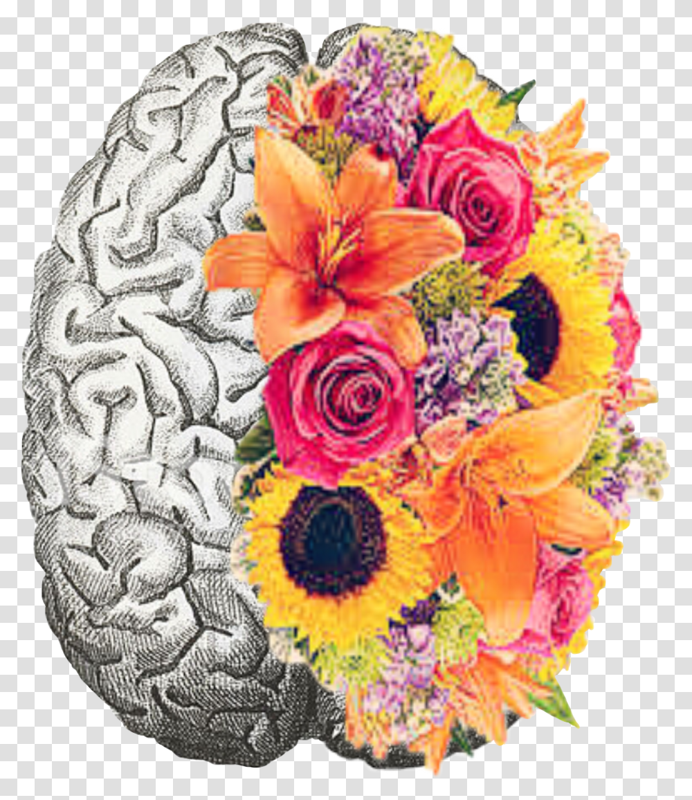 Brain Flower Mentalhealth Freetoedit Mental Health Brain With Flowers, Floral Design, Pattern Transparent Png