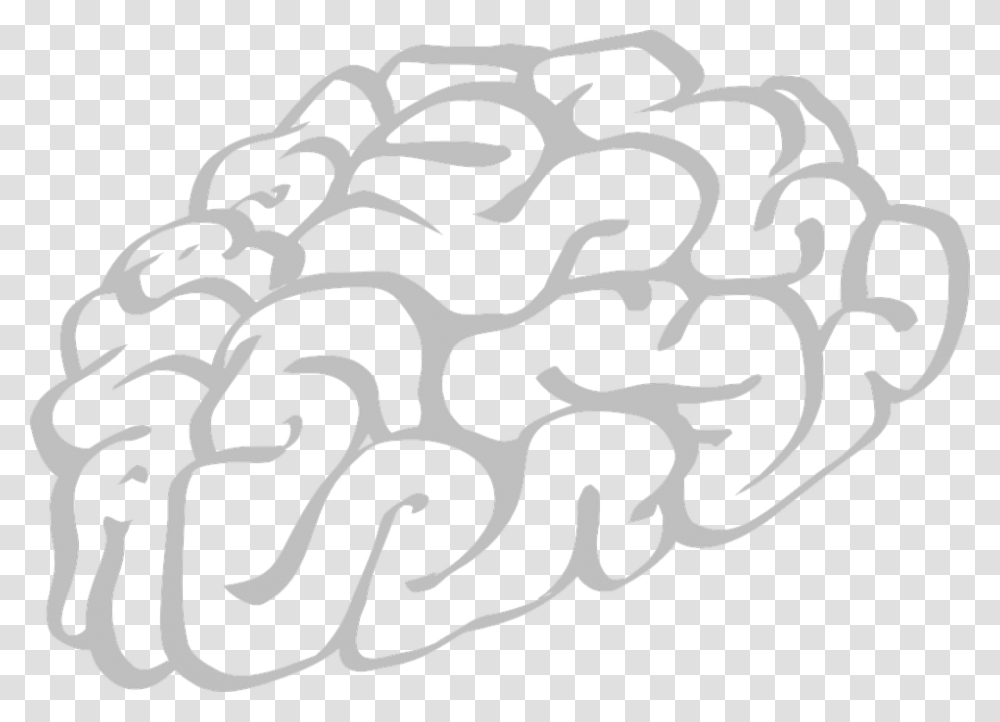 Brains Human Brain Think Stem Cerebrum Biology Brain Cartoon Black And White, Pattern, Stencil Transparent Png