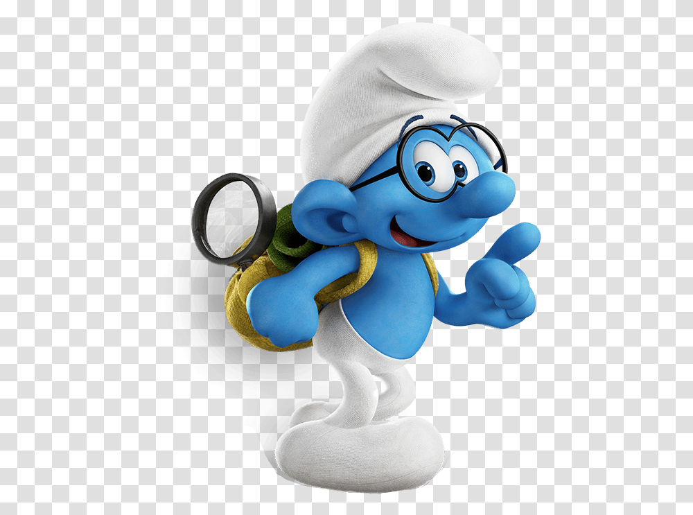 Brainy Smurf On A Hike Smurfs The Lost Village Brainy, Toy, Mascot, Sweets, Animal Transparent Png