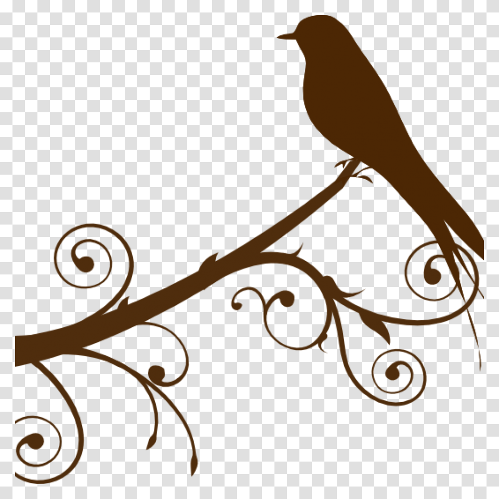 Branch Clker Clipart Black Bird Pictures, Floral Design, Pattern, Animal Transparent Png