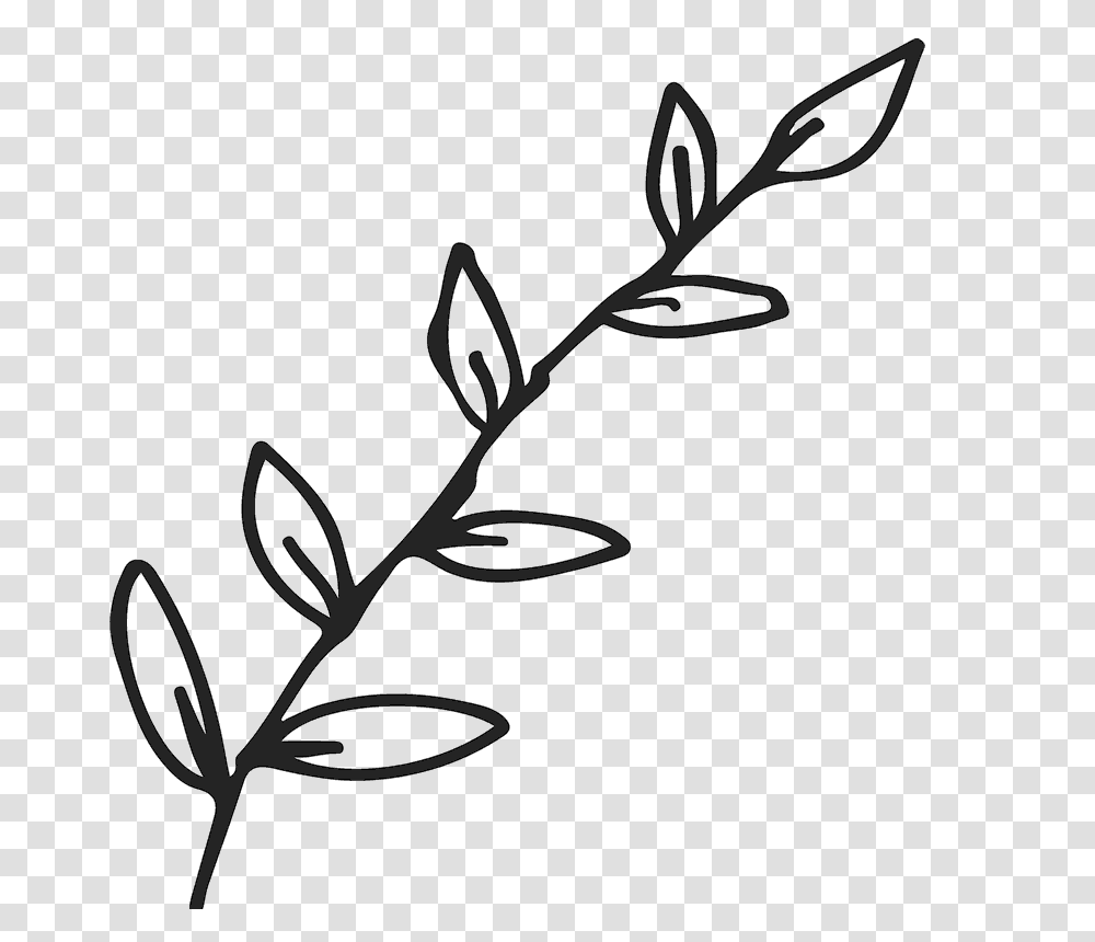 Branch With Leaves Outline Rubber Stamp Flower Leaf Stamps, Scissors, Blade, Weapon Transparent Png