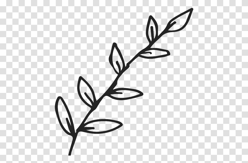 Branch With Leaves Outline Rubber Stamp Leaf Clipart Black And White Outline, Scissors, Blade, Weapon, Weaponry Transparent Png