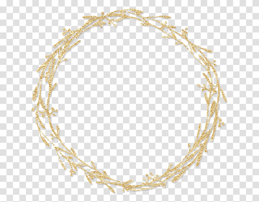 Branches Glitter Gold Wreath Frame Freetoedit Free Twig Wreath Clipart, Chain Transparent Png