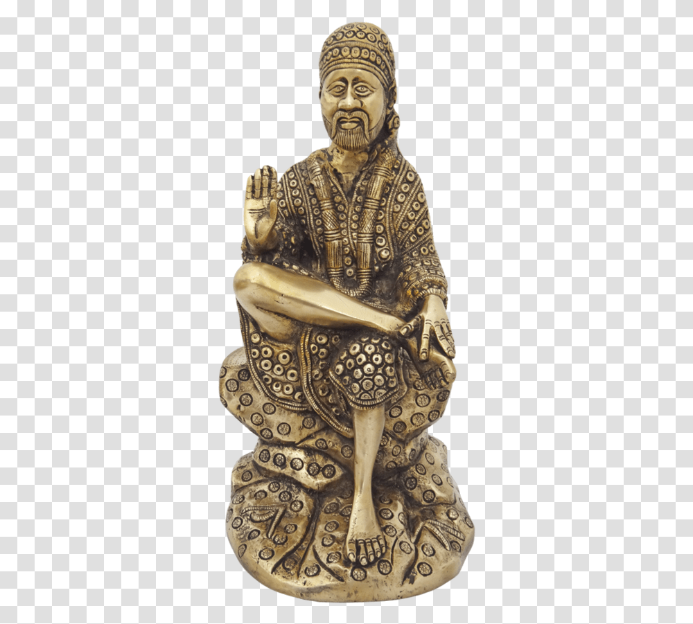 Brass Antique Shridi Sathya Saibaba Statue 7 X 14 Statue, Person, Human, Figurine, Archaeology Transparent Png
