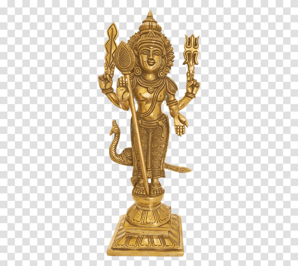 Brass Blessing Lord Velan Statue 4 X 12 Inch Vgo Bronze Sculpture, Cross, Gold, Worship Transparent Png
