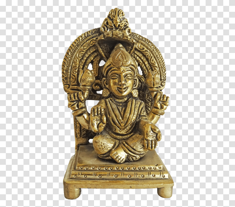 Brass Goddess Devi With Holding Lotus Bud Statue Statue, Bronze, Gold, Figurine Transparent Png