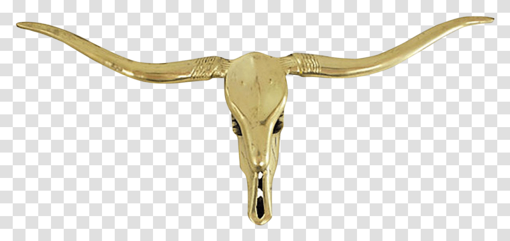 Brass Longhorn Wall Sculpture Bull, Axe, Tool, Skeleton Transparent Png