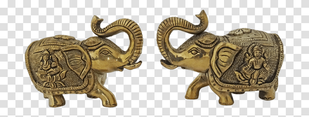 Brass Pair Of Decorative Elephant Statue Set 5 X 4 Statue, Figurine, Animal, Snake, Reptile Transparent Png