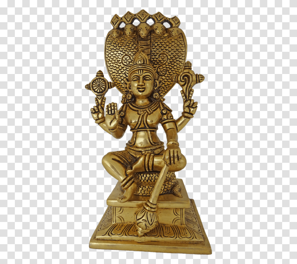 Brass Vishnu Sitting Under 5 Headed Snake Statue 5 Statue, Toy, Gold, Figurine, Bronze Transparent Png