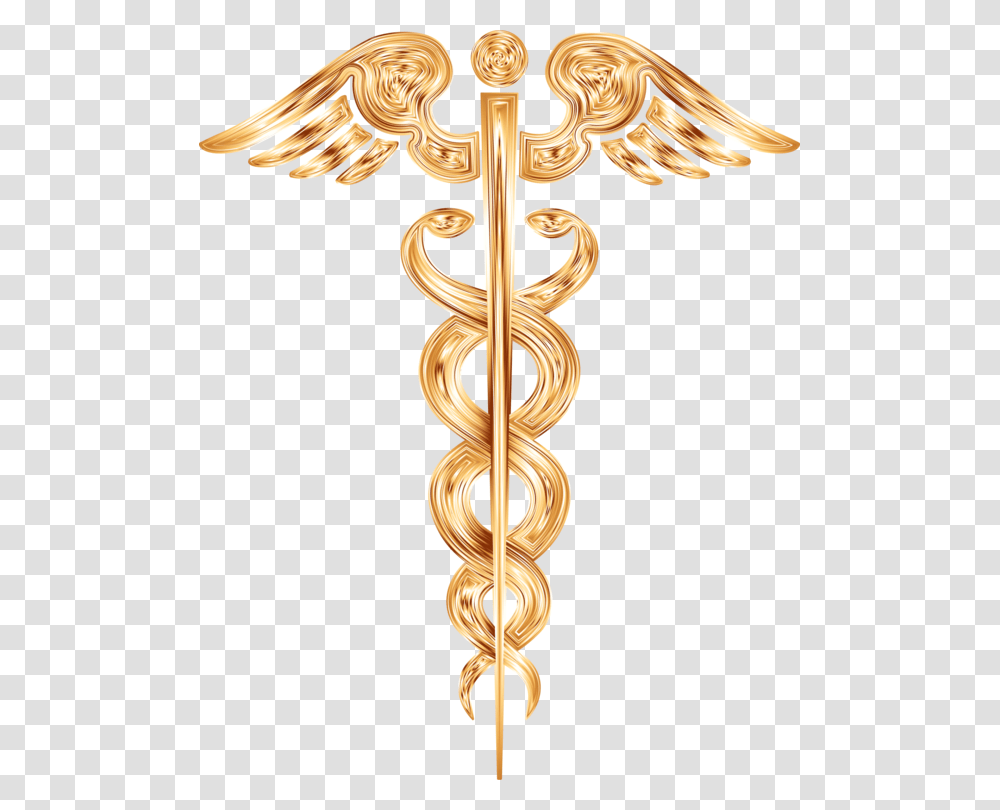 Brasssymbolstaff Of Hermes Pharmacist Symbol In India, Cross, Gold, Emblem, Logo Transparent Png