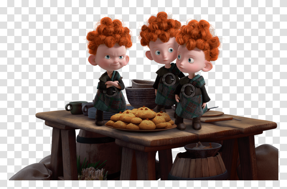 Brave Movie Little Brothers, Bread, Food, Doll, Toy Transparent Png