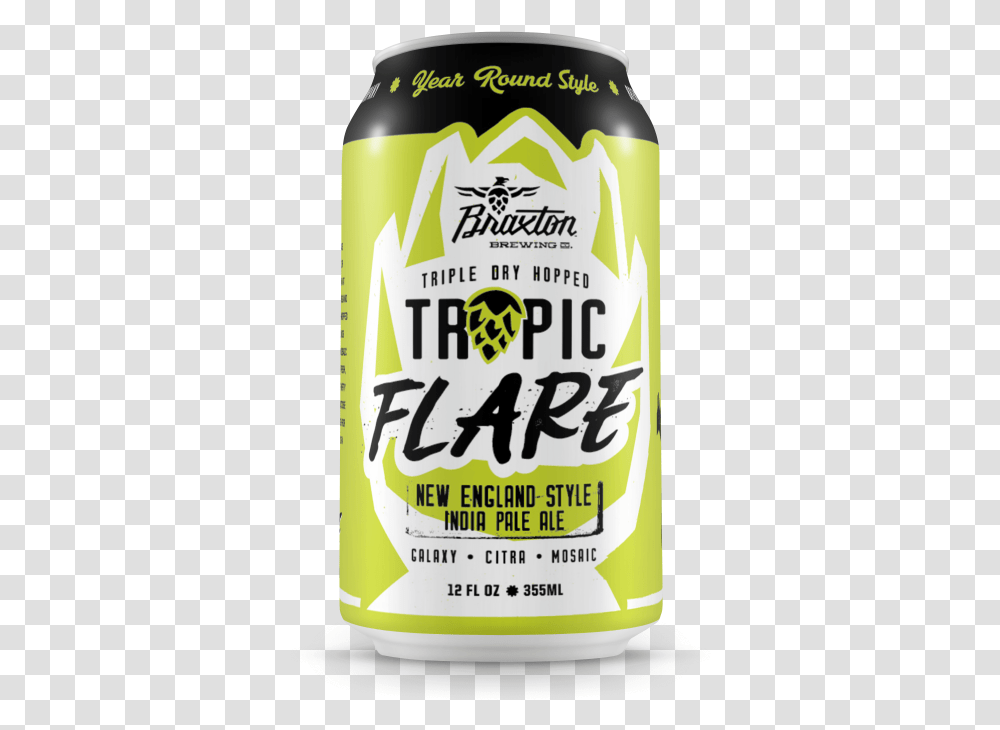 Braxton Brewing Tropic Flare, Tin, Can, Bottle, Beverage Transparent Png