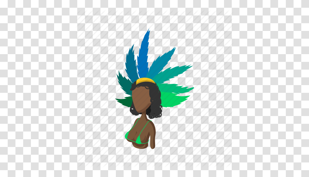 Brazil Brazilian Carnival Cartoon Costume Party Samba Icon, Bird, Hair, Green Transparent Png