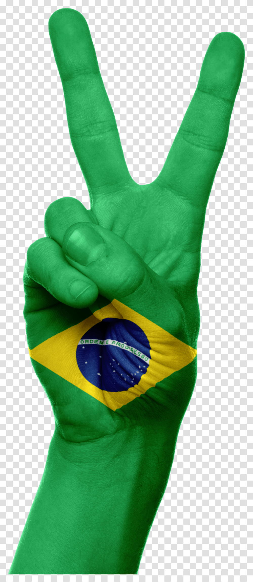 Brazil Flag Victory Sign Brazil Flag Hand, Clothing, Apparel, Finger, Person Transparent Png