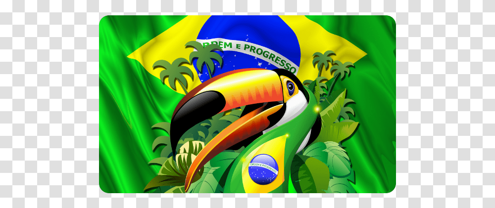 Brazil Flag With Toco Toucan Doormat 30 X18 Toco Toucan With Brazil Flag, Bird, Animal Transparent Png