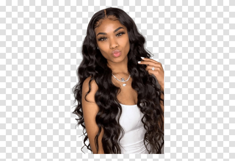 Brazilian Body Wave Fake Scalp Wig Caucasian Lace Front Human Hair Wigs, Face, Person, Black Hair, Necklace Transparent Png