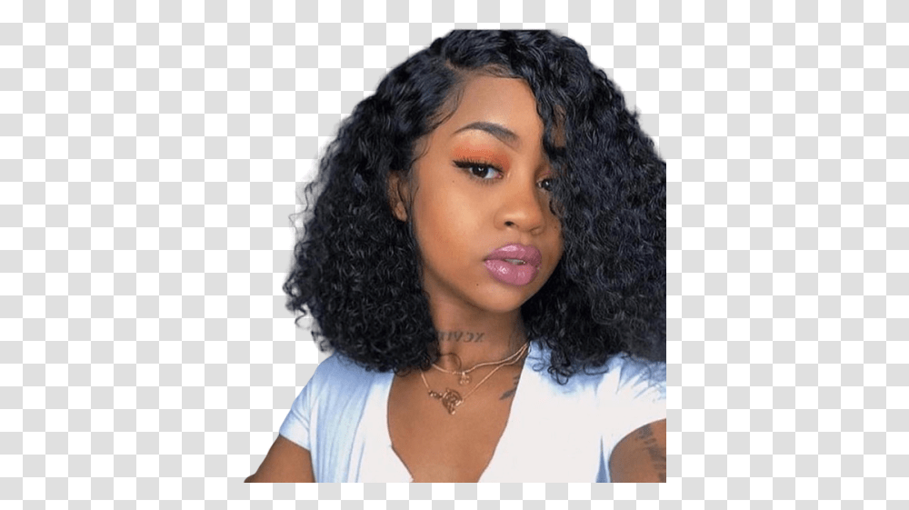 Brazilian Deep Wave 360 Lace Wig 12 Inch Curly Wig, Face, Person, Human, Hair Transparent Png
