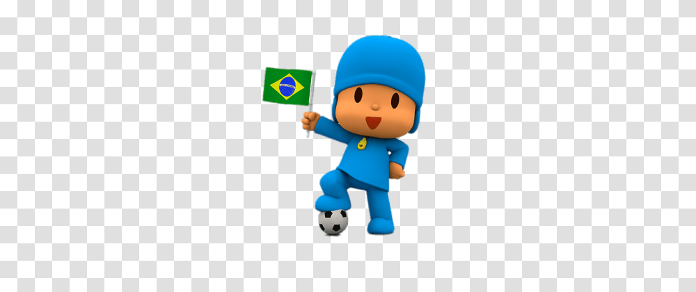 Brazilian Flag Pocoyo, Soccer Ball, Team Sport, Toy, Figurine Transparent Png