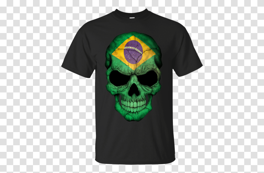 Brazilian Flag Skull T Shirt Amp Hoodie Brazilian Skull, Apparel Transparent Png