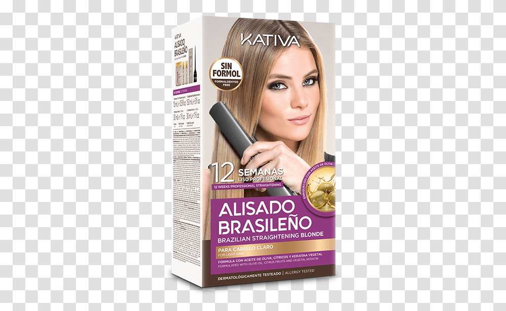 Brazilian Straightening Blonde Alisado Kativa, Person, Human, Magazine, Appliance Transparent Png