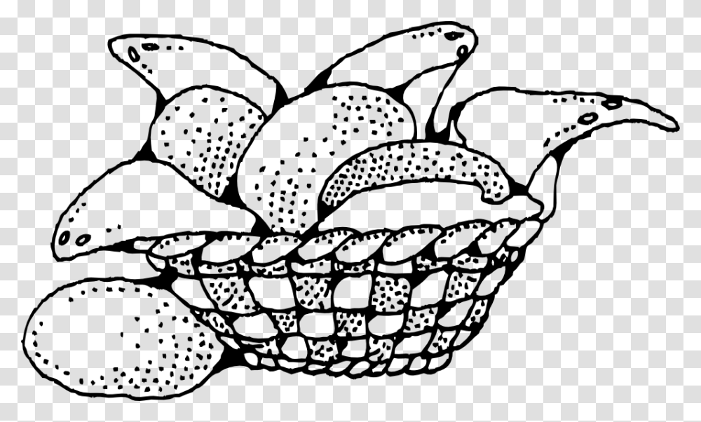 Bread Basket Black And White, Food, Animal, Sea Life, Seafood Transparent Png