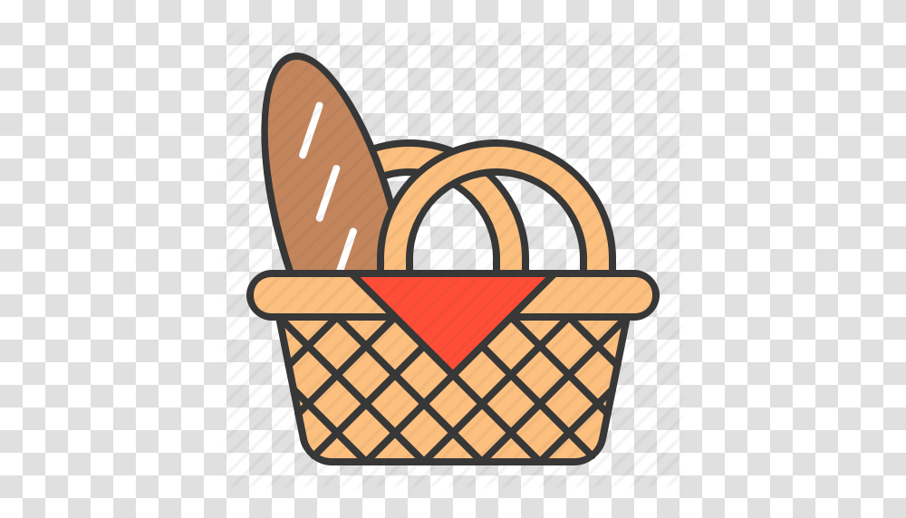 Bread Food Food Basket Picnic Basket Icon, Shopping Basket, Cutlery Transparent Png