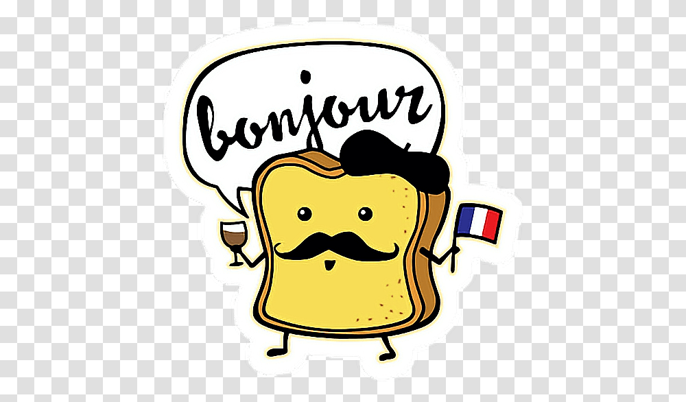 Breakfast Bread Bonjour France French Freetoedit, Label, Food Transparent Png