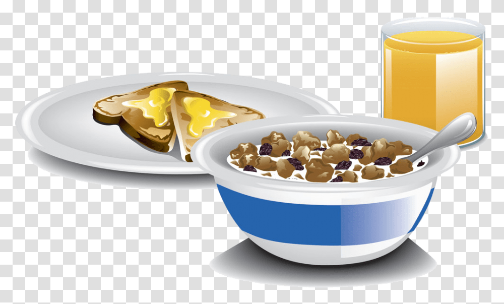 Breakfast Cereal Milk Toast Raisin Bread Breakfast Toast Cereal Clipart, Bowl, Food, Plant, Popcorn Transparent Png
