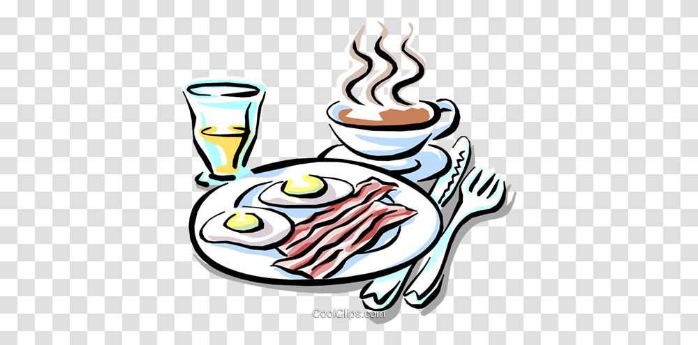 Breakfast Of Bacon Eggs With Coffee Royalty Free Vector Clip Art, Dish, Meal, Food, Beverage Transparent Png