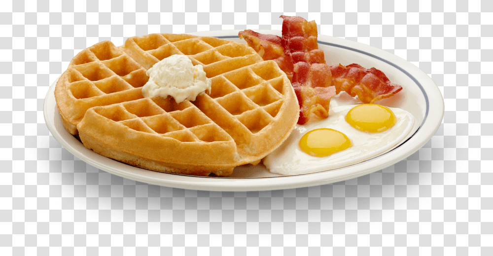 Breakfast Plate Waffles Bacon And Eggs, Food, Sweets, Confectionery Transparent Png