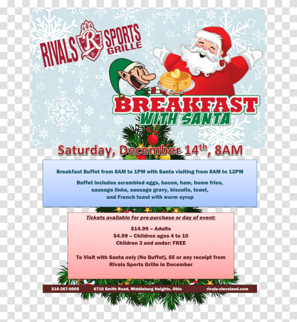 Breakfast With Santa Claus, Advertisement, Poster, Flyer, Paper Transparent Png