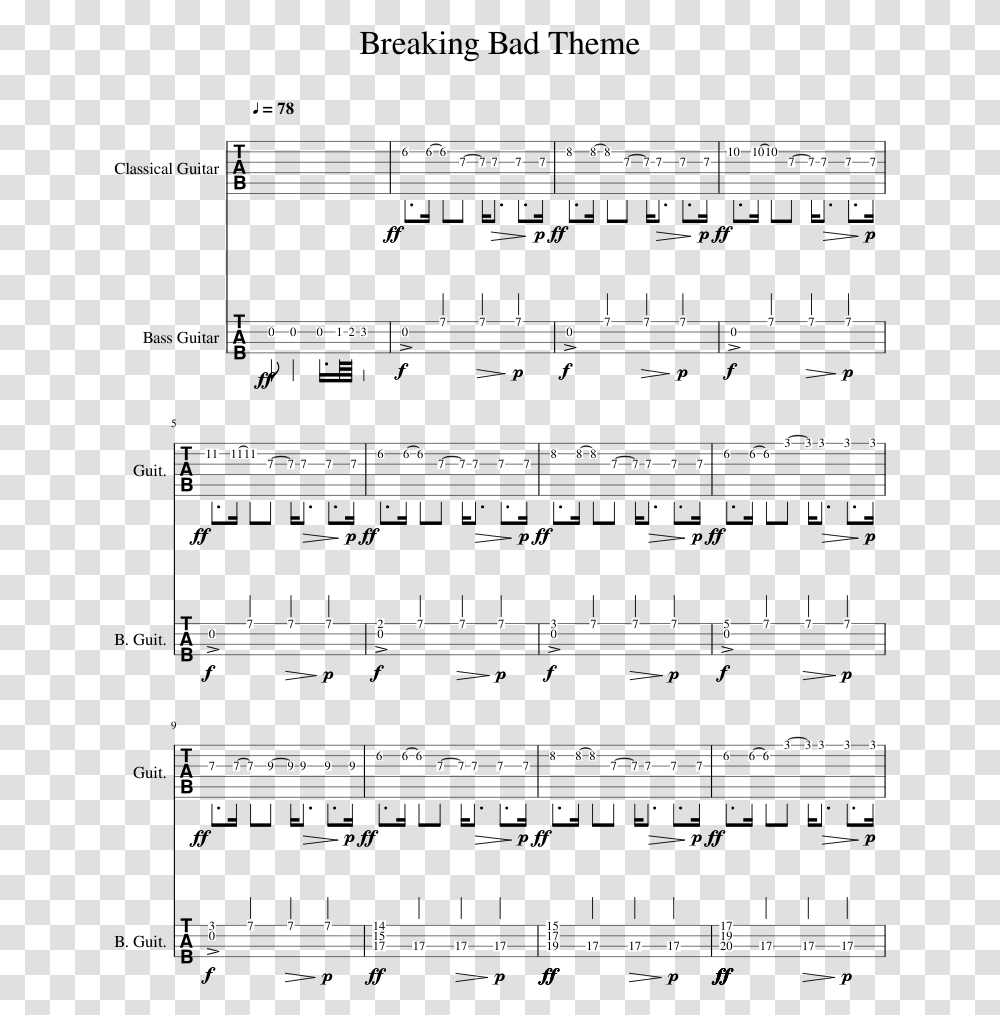 Breaking Bad Theme Sheet Music 1 Of 2 Pages Breaking Bad Theme Guitar Music, Plot, Number Transparent Png