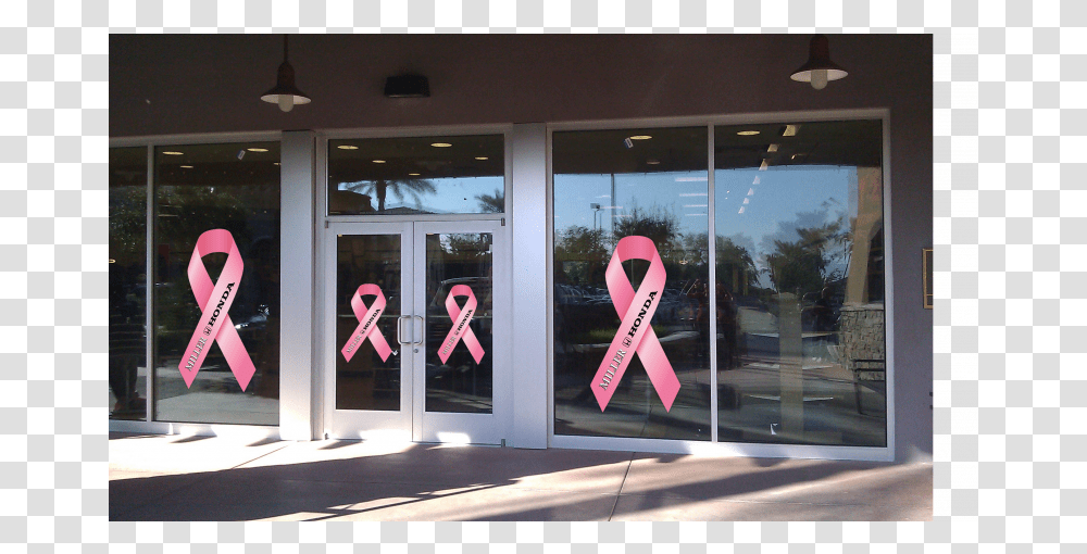 Breast Cancer Ribbon Window Decal Set Of Breast Cancer Window Display, Door, Person, Human, Sliding Door Transparent Png
