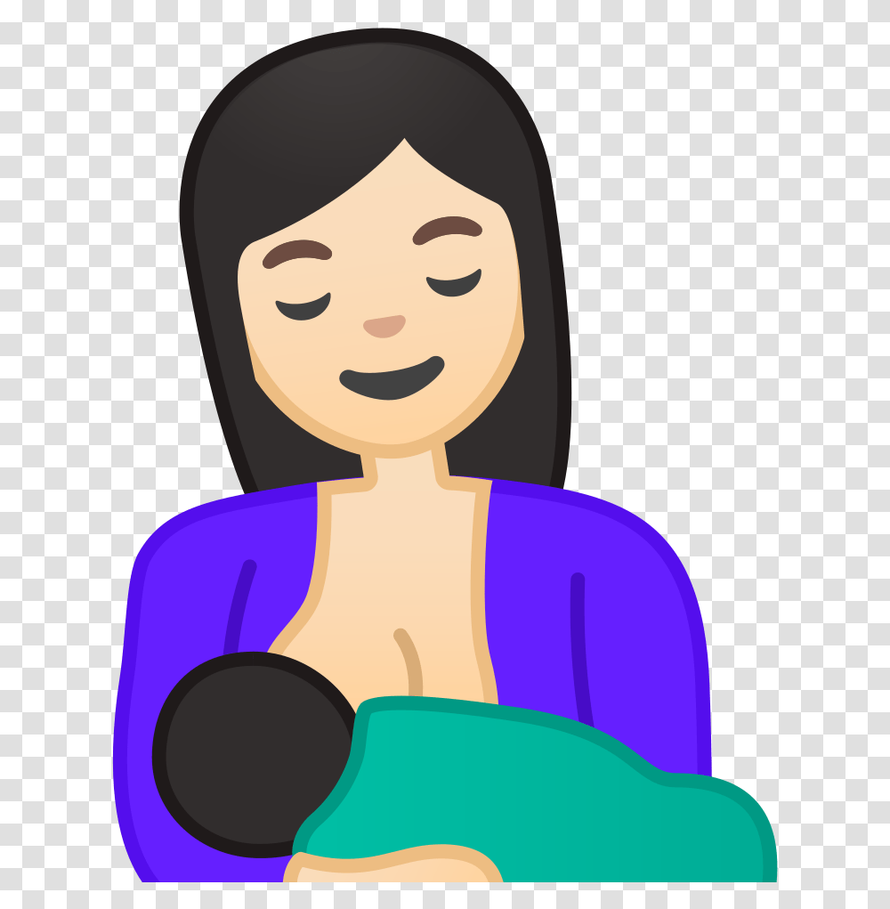Breast Feeding Light Skin Tone Icon Breastfeeding Emoji Android, Female, Crowd, Face, Electronics Transparent Png