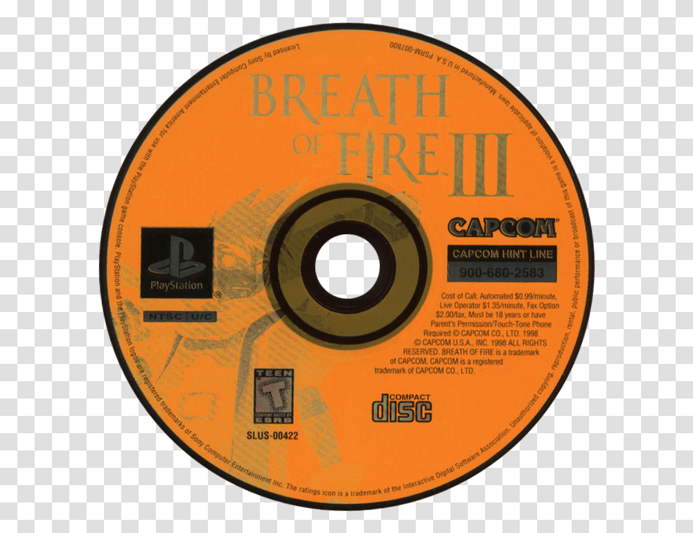 Breath Of Fire 3 Disc Image Breath Of Fire Iii Disc, Disk, Dvd Transparent Png