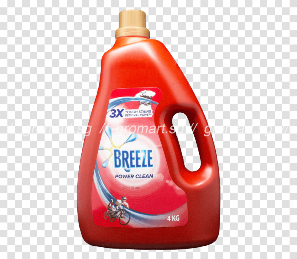 Breeze Power Clean Liquid Detergent 4kg Breeze Detergent, Ketchup, Food, Bottle, Label Transparent Png