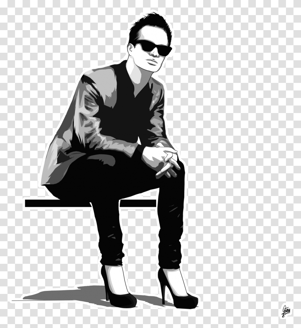 Brendon Urie Wearing Heels, Sitting, Person, Sunglasses, Furniture Transparent Png