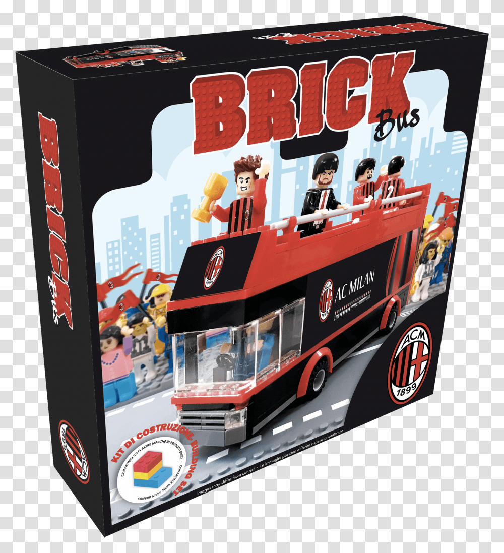 Brick Bus Ac Milan, Person, Vehicle, Transportation, Fire Truck Transparent Png