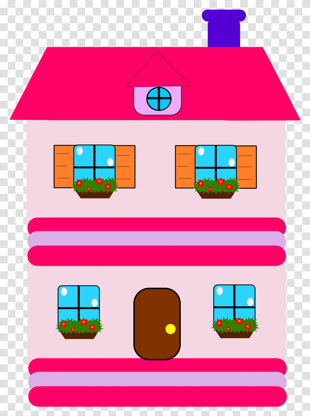 Brick House Clipart Pink House Clipart, First Aid, Pac Man, Neighborhood, Urban Transparent Png