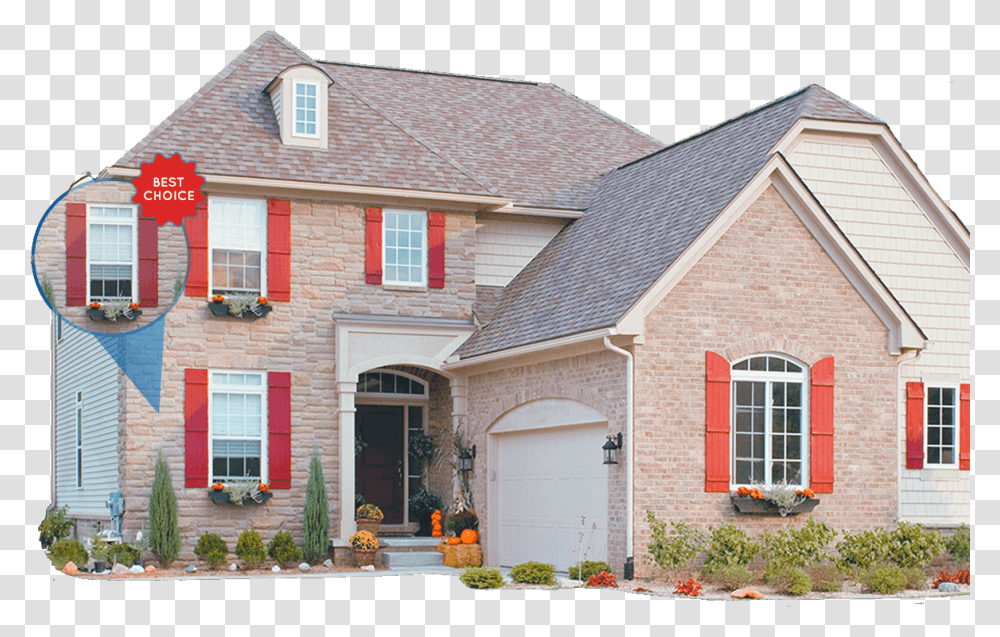Brick House With Red Shutters Red Shutters On Brick House, Housing, Building, Roof, Home Decor Transparent Png