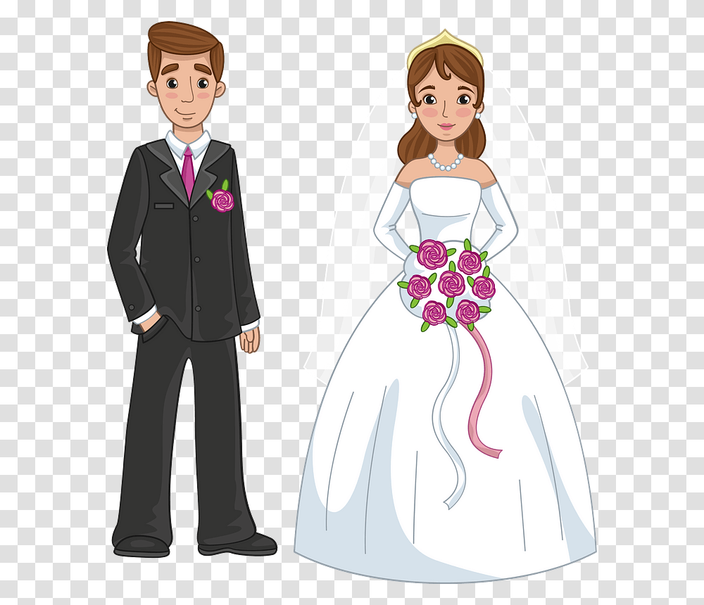 Bride And Groom Clipart Bride, Fashion, Person, Robe Transparent Png